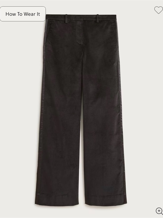 J. Crew Pants - NWT J Crew Wide-leg trouser with satin stripe in washed velvet black Sz 2 Tall